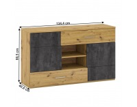 Dvojdverová komoda so zásuvkami Eridan E - dub artisan / sivý betón