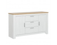 Dvojdverová komoda so zásuvkami Rene 160 - biela andersen / dub bernstein