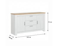 Dvojdverová komoda so zásuvkami Rene 160 - biela andersen / dub bernstein