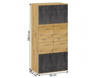 Dvojdverová šatníková skriňa Eridan Q - dub artisan / sivý betón