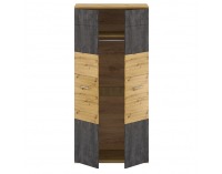 Dvojdverová šatníková skriňa Eridan Q - dub artisan / sivý betón