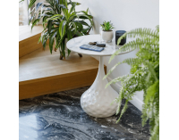 Konferenčný stolík Ebrel - biely mramor / biela