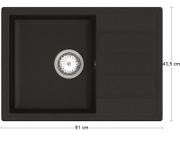 Granitový kuchynský drez so sifónom Eden ENB 02-62 61x43,5 cm - čierna