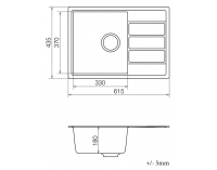 Granitový kuchynský drez so sifónom Eden ENB 02-62 61x43,5 cm - čierna