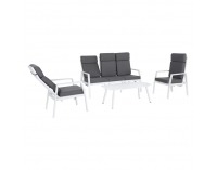 Hliníkový záhradný set Edoin - sivá / biela