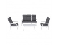 Hliníkový záhradný set Edoin - sivá / biela