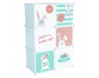 Detská modulárna skrinka Edrin - modrá / detský vzor