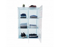 Detská modulárna skrinka Edrin - modrá / detský vzor