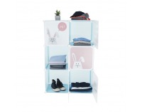 Detská modulárna skrinka Edrin - modrá / detský vzor