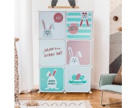 Detská modulárna skrinka Edrin - modrá / detský vzor