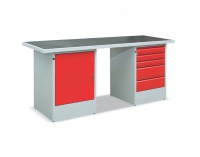 Pracovný stôl EFSS03MG/Z2T2 - svetlosivá / červená