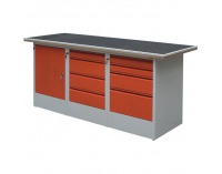 Pracovný stôl EFSS03MG/Z2S2T2 - svetlosivá / červená