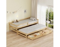 Detská posteľ s prístelkou Elara 90x200 cm - prírodná