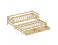 Detská posteľ s prístelkou Elara 90x200 cm - prírodná