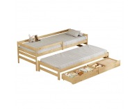Detská posteľ s prístelkou Elara 90x200 cm - prírodná