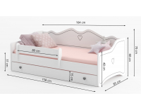 Detská posteľ s matracom a úložným priestorom Elin 80x160 cm - biela / ružová