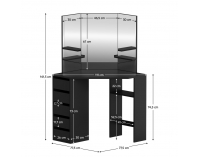 Rohový toaletný stolík Elio - čierna