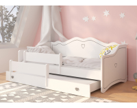 Detská posteľ s prístelkou a matracmi Elisa II 80x160 cm - biela / sivý vzor