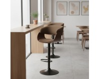 Barová stolička Elkin - hnedá/ orech / čierna
