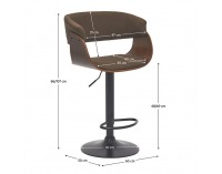 Barová stolička Elkin - hnedá/ orech / čierna