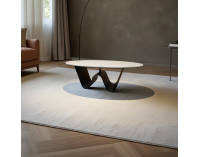 Konferenčný stolík Elvo - biela imitácia mramoru / čierna