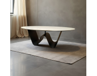 Konferenčný stolík Elvo - biela imitácia mramoru / čierna