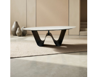 Konferenčný stolík Elvo - biela imitácia mramoru / čierna