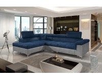 Rohová sedačka s rozkladom a úložným priestorom Enna L - tmavomodrá / svetlosivá