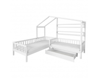 Detská posteľ s roštom pre 2 deti Enola 90x200+70x140 - biela