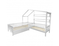 Detská posteľ s roštom pre 2 deti Enola 90x200+70x140 - biela