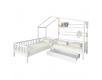 Detská posteľ s roštom pre 2 deti Enola 90x200+70x140 - biela