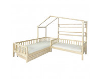 Detská posteľ s roštom pre 2 deti Enola 90x200+70x140 - prírodná
