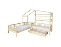Detská posteľ s roštom pre 2 deti Enola 90x200+70x140 - prírodná