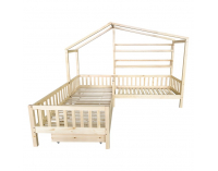 Detská posteľ s roštom pre 2 deti Enola 90x200+70x140 - prírodná