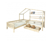 Detská posteľ s roštom pre 2 deti Enola 90x200+70x140 - prírodná