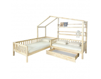 Detská posteľ s roštom pre 2 deti Enola 90x200+70x140 - prírodná