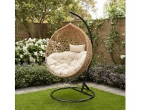 Závesné kreslo Eren - čierna / béžová / krémová