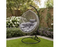 Závesné kreslo Eren - čierna / sivá