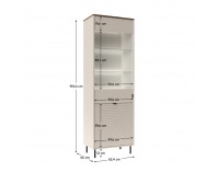 Vitrína Eyco 1D1W - kašmír / dub castello