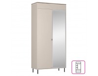 Dvojdverová šatníková skriňa so zrkadlom Eyco 2D/40 - kašmír / dub castello