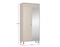 Dvojdverová šatníková skriňa so zrkadlom Eyco 2D/40 - kašmír / dub castello