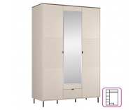 Trojdverová šatníková skriňa so zrkadlom Eyco 3D1S - kašmír / dub castello