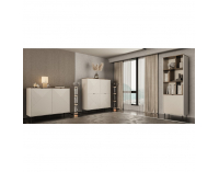 Štvordverový regál Eyco 4D - kašmír / dub castello