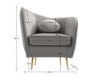 Kreslo Ezio - sivá (Velvet) / zlatá