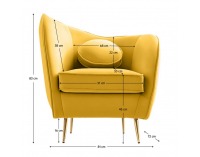 Kreslo Ezio - žltá (Velvet) / zlatá