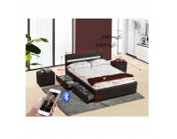 Čalúnená manželská posteľ s roštom a osvetlením Fabala 160 - čierna