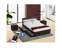 Čalúnená manželská posteľ s roštom a osvetlením Fabala 160 - čierna