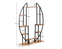 Kovový stojan na kvety (2 ks) Feran - čierna / dub