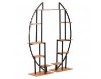 Kovový stojan na kvety (2 ks) Feran - čierna / dub