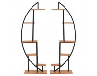 Kovový stojan na kvety (2 ks) Feran - čierna / dub